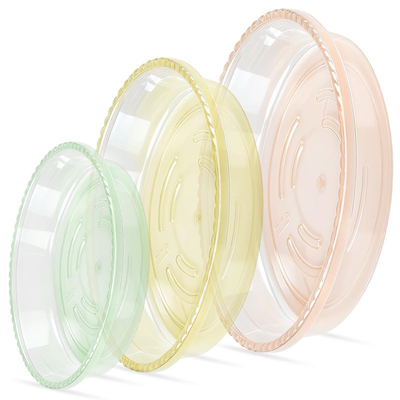 SupKing 6 Pack Plant Saucers (6inch /8inch /10inch) Heavy Sturdy Plant Trays for Indoor Outdoor Plastic Flower Pot Saucers Thicker Plant Water Drip Trays for pots -Green/Yellow/Pale Pink - Image 1